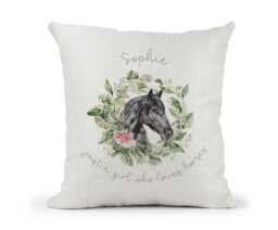 Personalised Horse Quote Cushion.. Just A Girl Who Loves Horses.. Fun Lover Gift.. Riding Jockey ..show Jumper - thumbnail 1