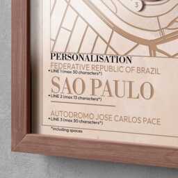 Sao Paulo Circuit Wooden Track Map - 3D Racing Wall Art Interlagos Motorsport Gift Collectible Wall Art, Fan - thumbnail 2