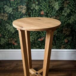 Scandinavian Furniture Tall Slim Round Oak Side Table - thumbnail 2
