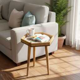 Handcrafted Mango Wood Side Table Spring Flower Pattern Accent Table - thumbnail 3