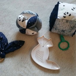 Montessori-style Gripping Ball With Bells in Liberty Adelajda & Panda Pattern - Personalised Your Little One's Name - thumbnail 4