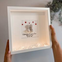 40 Year Ruby Wedding Anniversary Personalised Pebble Art Picture Frame Gift For Couple 40Th Anniversary Ruby Marriage Wife Husband
