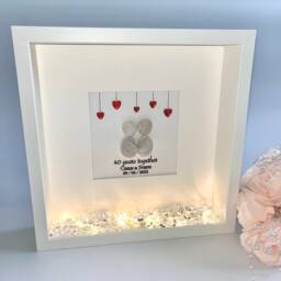 40 Year Ruby Wedding Anniversary Personalised Pebble Art Picture Frame Gift For Couple 40Th Anniversary Ruby Marriage Wife Husband - thumbnail 2