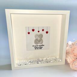 40 Year Ruby Wedding Anniversary Personalised Pebble Art Picture Frame Gift For Couple 40Th Anniversary Ruby Marriage Wife Husband - thumbnail 3