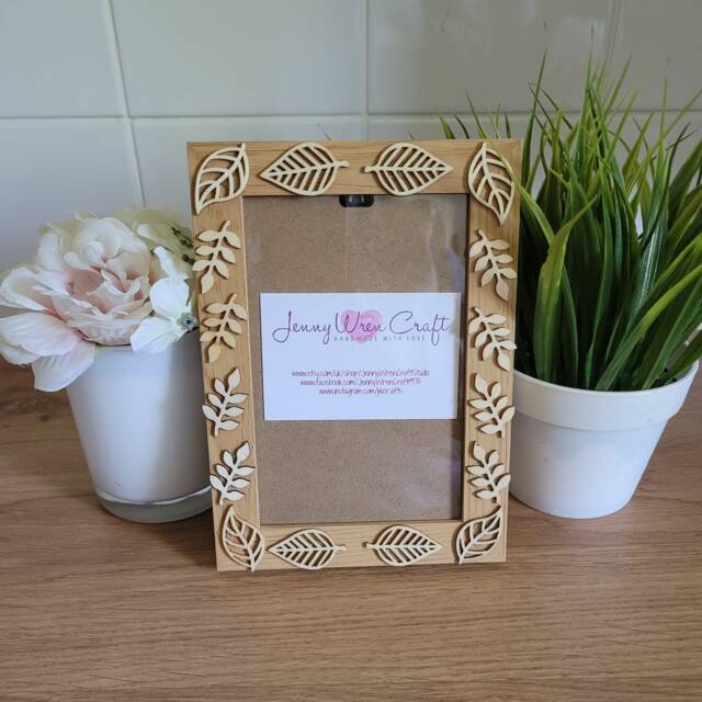 Wooden Leaf Decal Photo Frame 4 X 6 Inches - image 1