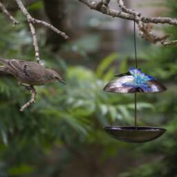 Metal Hanging Birdfeeder With Butterfly Top. Handmade Hanging Bird Feeder. Decorated Garden Feeder, Outdoor - thumbnail 3