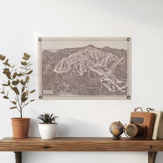 Killington Vermont Mountain Trail Map Felt Poster Banner - Vintage Ski Snowboard Wall Art Gift. Flag Pennant Home Decor Usa Handmade - image 1