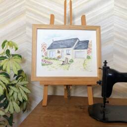 Portrait Of A House With People & Animals Painted in Ink Watercolor, Painting Family From Photo, Gift - thumbnail 3