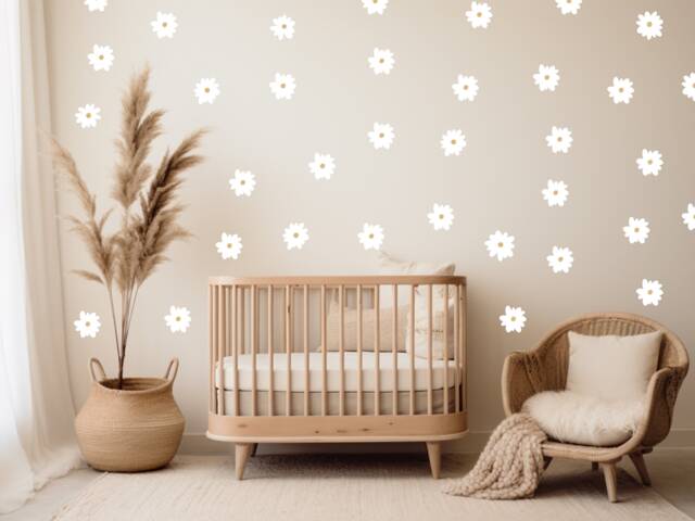 Daisy Wall Decals Boho Floral Decor, Nursery & Kids Room - image 1