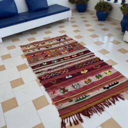 Vintage Moroccan Hanbel Rug, Flatwoven Berber Kilim - thumbnail 4