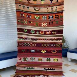Vintage Moroccan Hanbel Rug, Flatwoven Berber Kilim - thumbnail 2