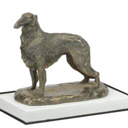 Borzoi, Russian Wolfhound, Dog On White Wooden Base Statue, Limited Edition, Artdog - thumbnail 3