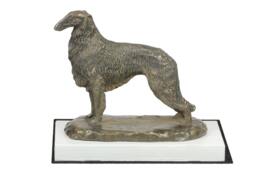 Borzoi, Russian Wolfhound, Dog On White Wooden Base Statue, Limited Edition, Artdog - thumbnail 1