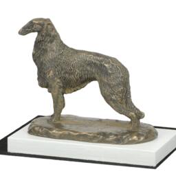 Borzoi, Russian Wolfhound, Dog On White Wooden Base Statue, Limited Edition, Artdog - thumbnail 2