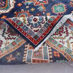 6x9 Navy Blue Afghan Rug, Bidjar Kazak Traditional Geometric Hand Knotted Wool Turkmen Tribal Oriental Bedroom Rug - thumbnail 4