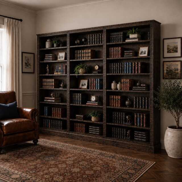 Solid Wood Adjustable Display Shelving Unit, 7Ft X 9Ft Library Bookcase - Pne-79 - image 1
