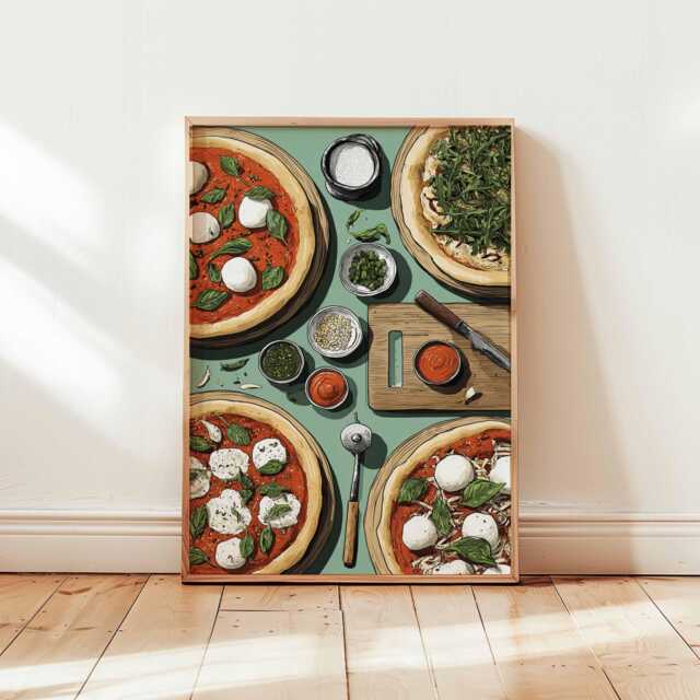 Pizza Poster, Italian Food Print, Kitchen Wall Art, Slice Decor, Italy Foodie Gift Print - image 1