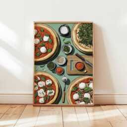 Pizza Poster, Italian Food Print, Kitchen Wall Art, Slice Decor, Italy Foodie Gift Print - thumbnail 1