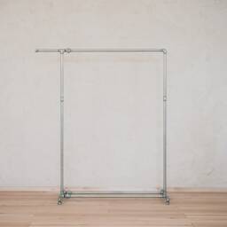 Clothes Rail - Clothes Rail With Shoe Rack Industrial Style Tubular Furniture Silver - thumbnail 2