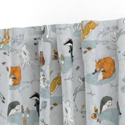 Woodland Curtain Panel - Forest Animal Nursery Kids Childrens Winter Custom Hogs Under Hedges Foxes By Nouveau_Bohemian - thumbnail 3
