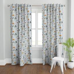 Woodland Curtain Panel - Forest Animal Nursery Kids Childrens Winter Custom Hogs Under Hedges Foxes By Nouveau_Bohemian - thumbnail 2