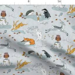 Woodland Curtain Panel - Forest Animal Nursery Kids Childrens Winter Custom Hogs Under Hedges Foxes By Nouveau_Bohemian - thumbnail 4