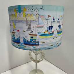 Little Fishing Boats Lampshade Nautical Seaside Blue Red Yellow Fatta Da Mamma - thumbnail 2