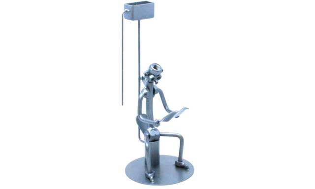 Bathroom Shelf Decor, Welded Metal Art Man On Toilet, Unusual Gift For Him, Humorous Father's Day Gift, Boyfriend Funny Toilet Decor - image 1