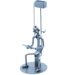 Bathroom Shelf Decor, Welded Metal Art Man On Toilet, Unusual Gift For Him, Humorous Father's Day Gift, Boyfriend Funny Toilet Decor - thumbnail 3