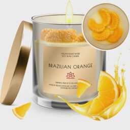 1 Brazilian Orange Soy Wax Candle 10 Oz - Luxury Natural Ingredients Handmade in The Usa By Relaxcation - thumbnail 1
