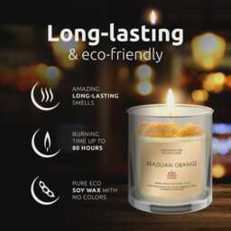 1 Brazilian Orange Soy Wax Candle 10 Oz - Luxury Natural Ingredients Handmade in The Usa By Relaxcation - thumbnail 3