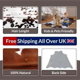 Natural Small Brown & White Cowhide - Hair-On Leather Rug For Modern Spaces - 33x30 Inches - thumbnail 4