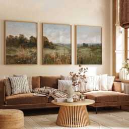 Wildflower Meadow Poster Set Of 3 Soft Landscape Wall Art - thumbnail 3