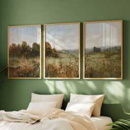 Wildflower Meadow Poster Set Of 3 Soft Landscape Wall Art - thumbnail 2