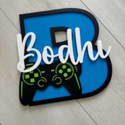 Wooden Gaming Controller Initial/Letter Name Plaque Sign Boys Girls Door Bedroom Wall Decor Accessories - thumbnail 3