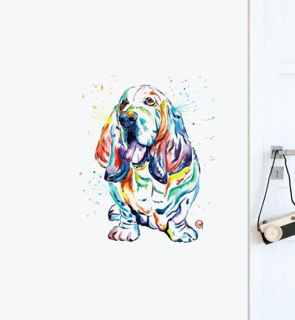 Basset Hound Wall Sticker Decal - Illustration Stickers, Animals Decals, Home Decor, Art, Illustrations