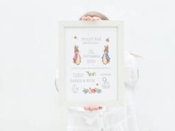 New Baby, Personalised Flopsy Bunny & Peter Rabbit Nursery Print, Beatrix Potter Birth Details, Baby Gift, Gift - thumbnail 1