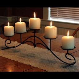 Fireplace Candelabra in Metallic Charcoal Color, For Fireplace, Mantel Or Tabletop - thumbnail 3
