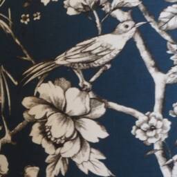 Blue Bird Lampshade Dark Flowers Plant Song Birds Lamp Shade Fabric Cotton Handmade Drum Ceiling Pendant Or Table Floor - Various Sizes - thumbnail 3
