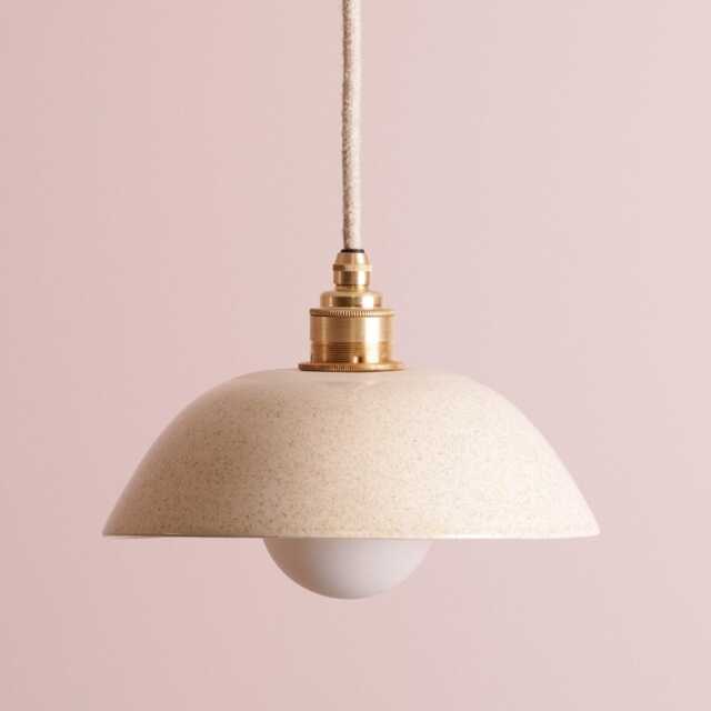 Speckled Cream Gloss Small Dusk Ceramic Lamp Shade & Pendant Set - image 1