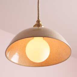 Speckled Cream Gloss Small Dusk Ceramic Lamp Shade & Pendant Set - thumbnail 2