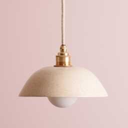 Speckled Cream Gloss Small Dusk Ceramic Lamp Shade & Pendant Set - thumbnail 1