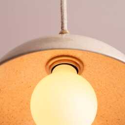 Speckled Cream Gloss Small Dusk Ceramic Lamp Shade & Pendant Set - thumbnail 3