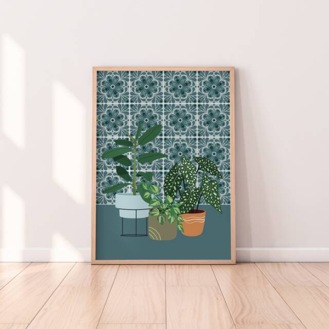 Trio Of Houseplants Print - Houseplant Print, Cute Plant Art, Colourful Boho Lover Gift, Living Room Prints, Bedroom Art - image 1