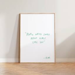 Music Print, Wall Art, Hand Written Quote Poster, Decor, Drawn People Write Songs About You Fan Gift Art - thumbnail 1