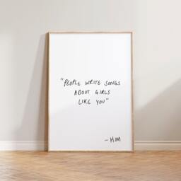 Music Print, Wall Art, Hand Written Quote Poster, Decor, Drawn People Write Songs About You Fan Gift Art - thumbnail 3