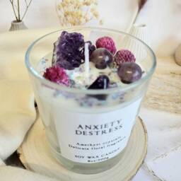 Anxiety Relaxation Destress Chakra Candle Quartz Wicca Magik Amethyst Crystal - thumbnail 4