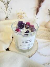 Anxiety Relaxation Destress Chakra Candle Quartz Wicca Magik Amethyst Crystal