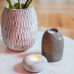 Handcrafted Breccia Stone Candle Holder - thumbnail 2