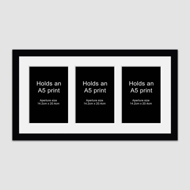 A5 Picture Frame To Hold 3 Photos in A Black Wooden - image 1
